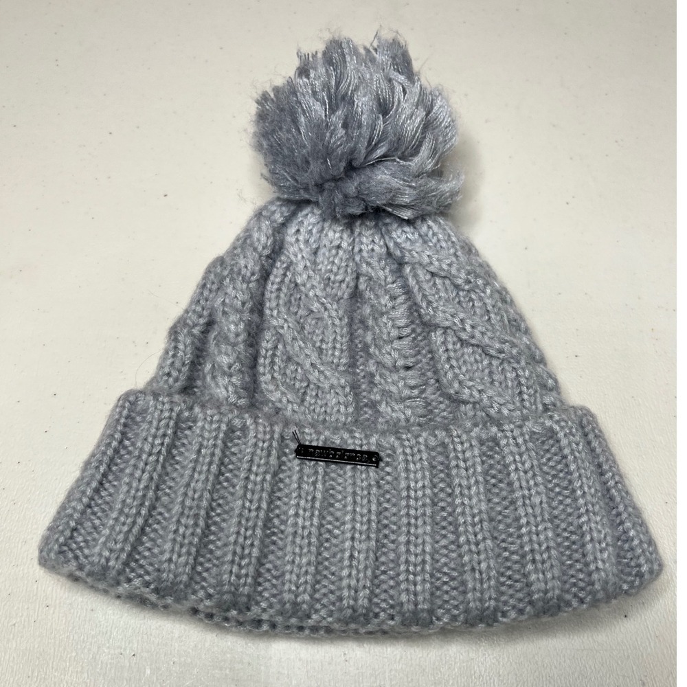 New Balance Lux Pom Beanie Gray Cable Knit‎ Winter Hat LAH23118-SVM Mens